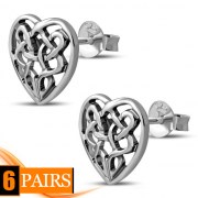 Celtic Knot Heart Stud Silver Earrings, ep325st